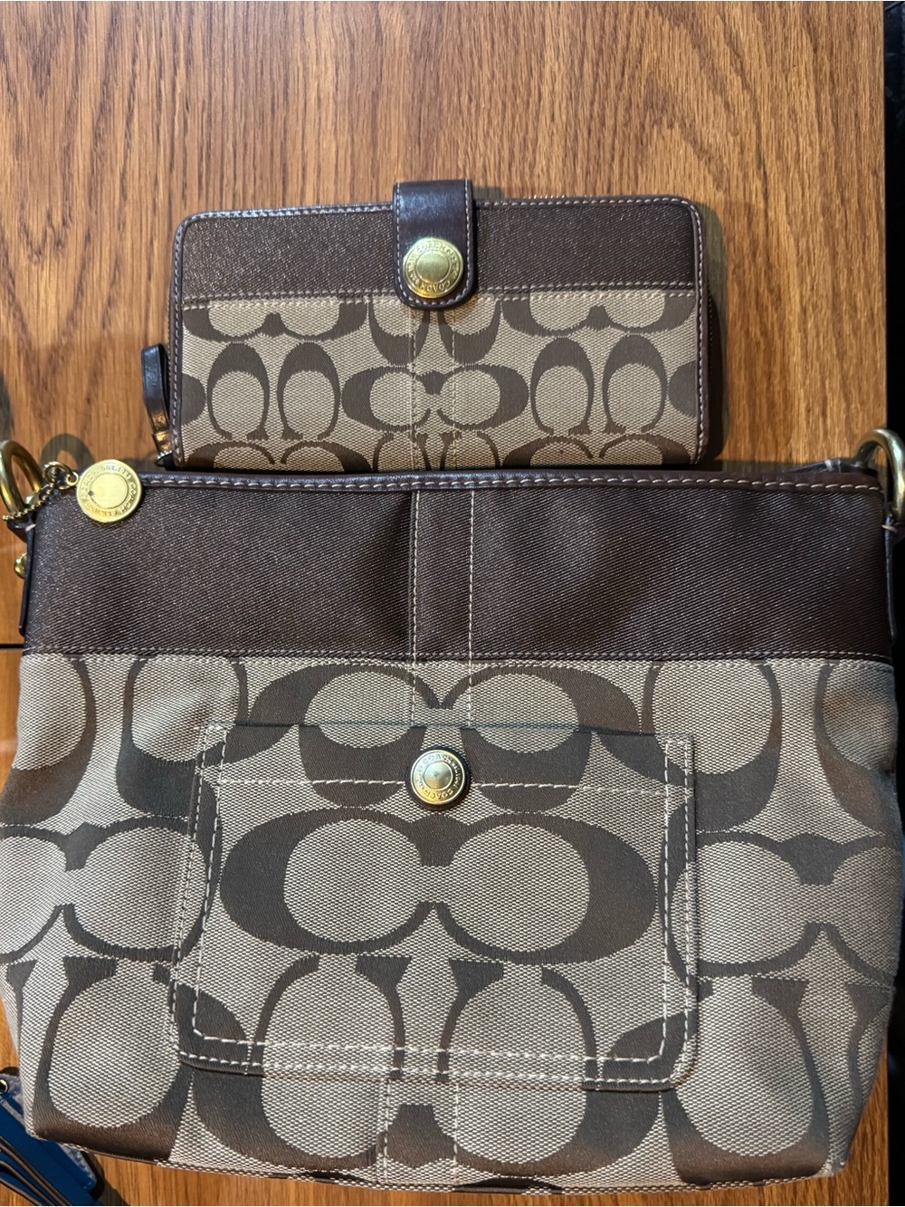 Vintage 2007 Coach Carly Signature Bag & Matching Wallet Set